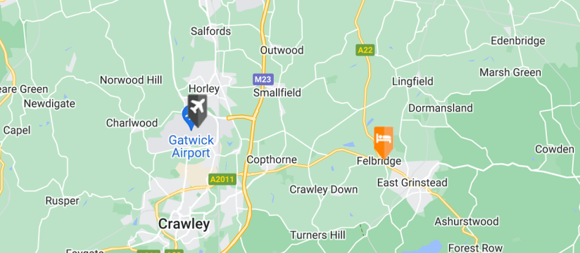 Crowne Plaza Felbridge Gatwick, Gatwick Airport map