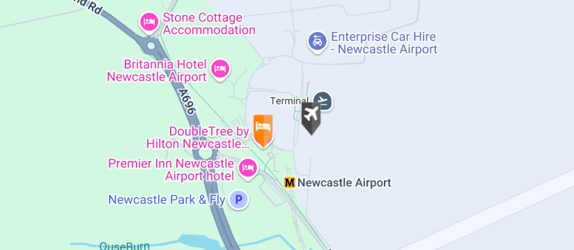 DoubleTree by Hilton Newcastle Airport, Newcastle Airport map