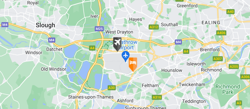 Hilton Hotel Heathrow Airport T4, Heathrow Airport map