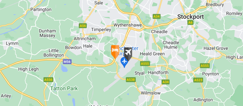 Holiday Inn Express Manchester Airport, Manchester Airport map