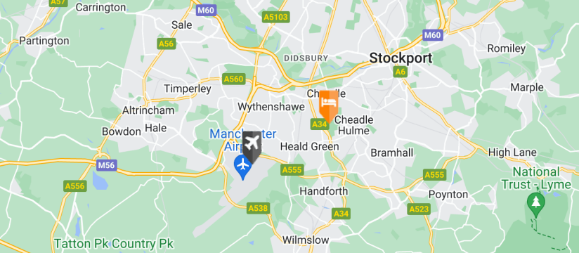 Oddfellows on the Park, Manchester Airport map