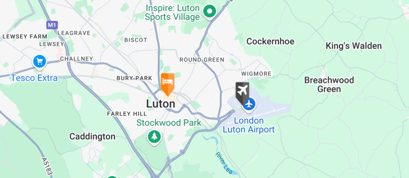 Thistle Express , Luton Airport map