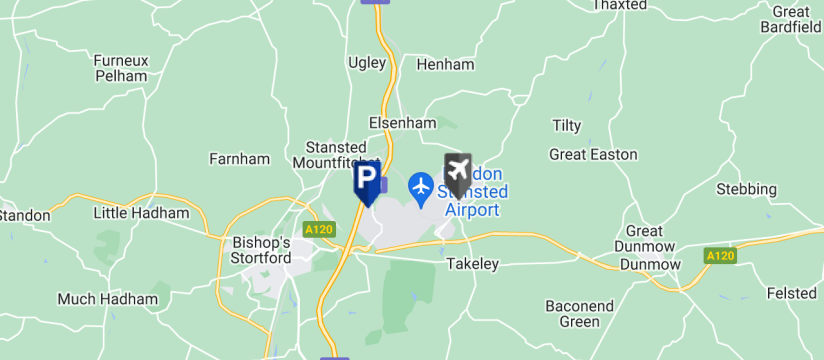 Stansted Airport JetParks Parking, Stansted Airport map