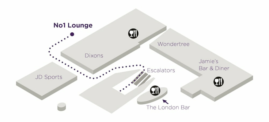 No1 Lounge South Terminal Gatwick Airport Map LGWS1