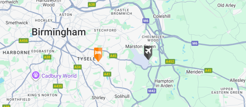 Garner Hotel, Birmingham Airport map