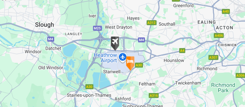 Hilton London Heathrow T4, Heathrow Airport map