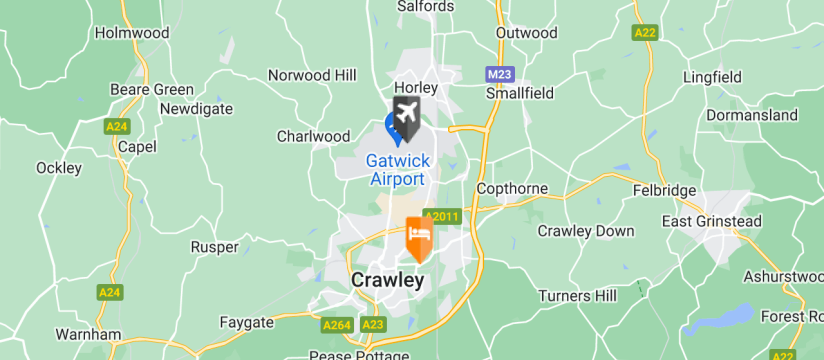 Holiday Inn Express Gatwick Crawley, Gatwick Airport map