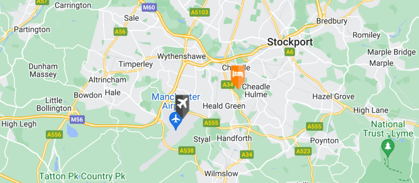 Oddfellows on the Park with APH, Manchester Airport map