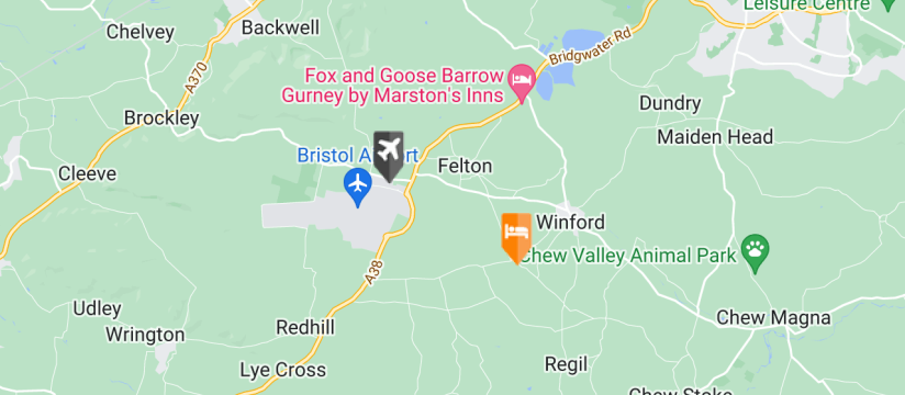 Winford Manor , Bristol Airport map