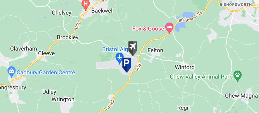 Bristol Airport Silver Zone Parking, Bristol Airport map