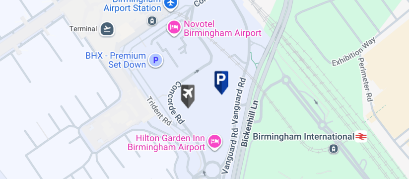 Car Park 1, Birmingham Airport map