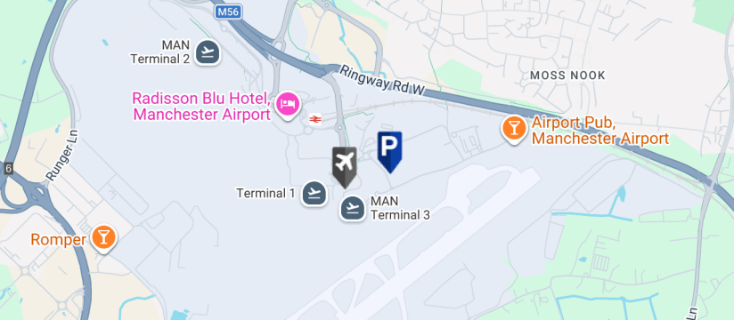 Mid Stay T1 & T3 - P15, Manchester Airport map