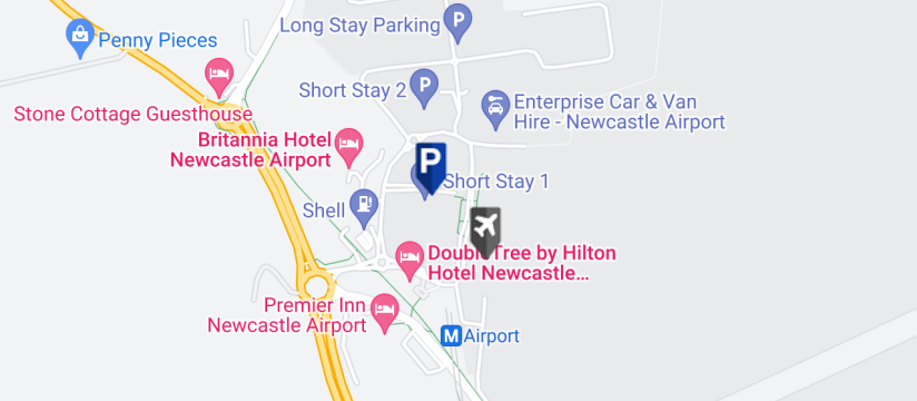 Newcastle Airport Short Stay 2 Parking, Newcastle Airport map