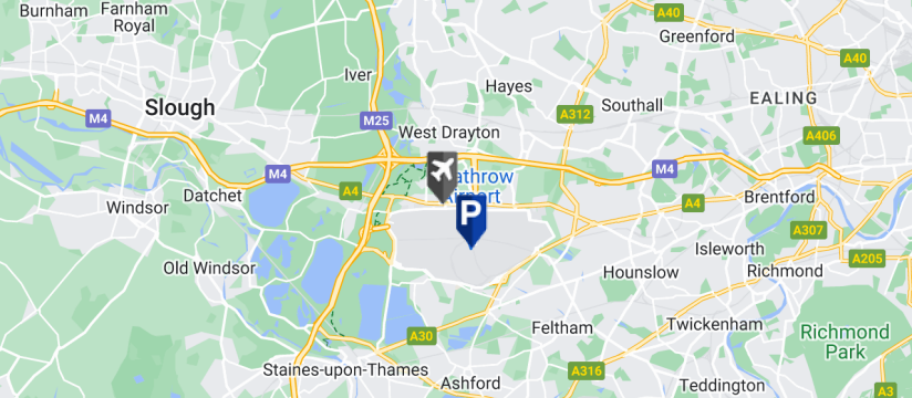 Parkair 24/7 with Premium Wash, Heathrow Airport map