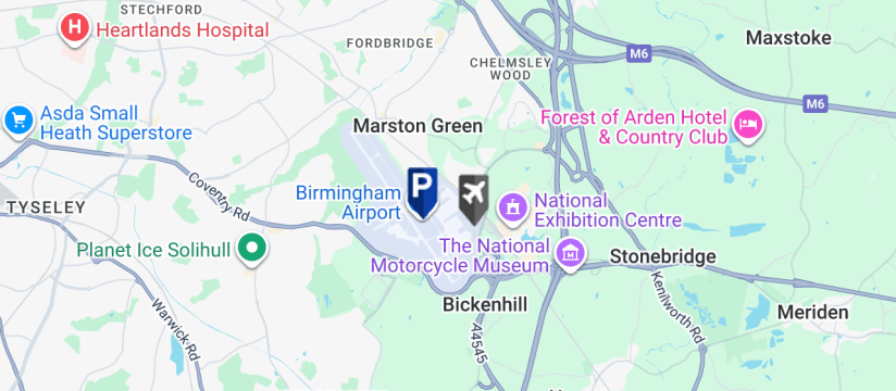 Platinum Valet , Birmingham Airport map