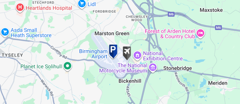 Platinum Valet Larger Vehicles, Birmingham Airport map
